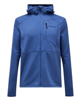 Blå Peak Performance Trail Polartec Zip Hood för herrar med huva och bröstficka.