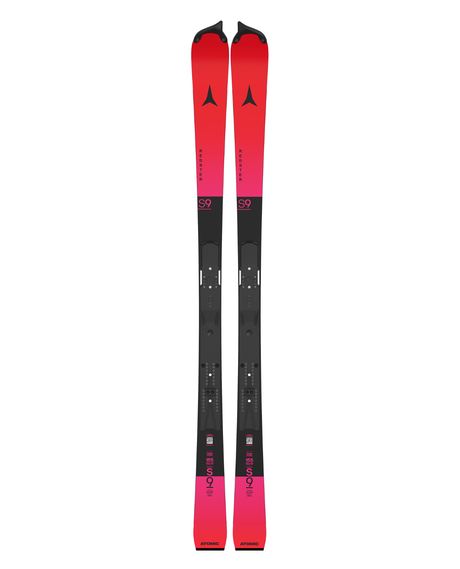 Atomic Redster S9 FIS 155 slalomskidor i Red Tension med monterad ICON-raceplatta.