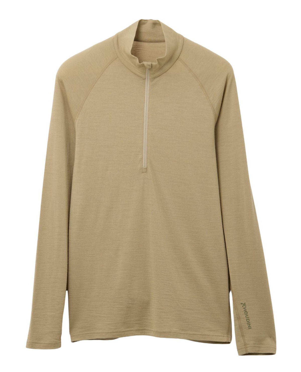 Houdini Puremerino Halfzip Men underställ i färgen powder green med hög krage och halv dragkedja.