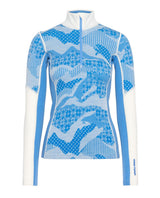 Kari Traa Olea Half Zip Ocean - Blå merinoullsunderställ med halvdragkedja
