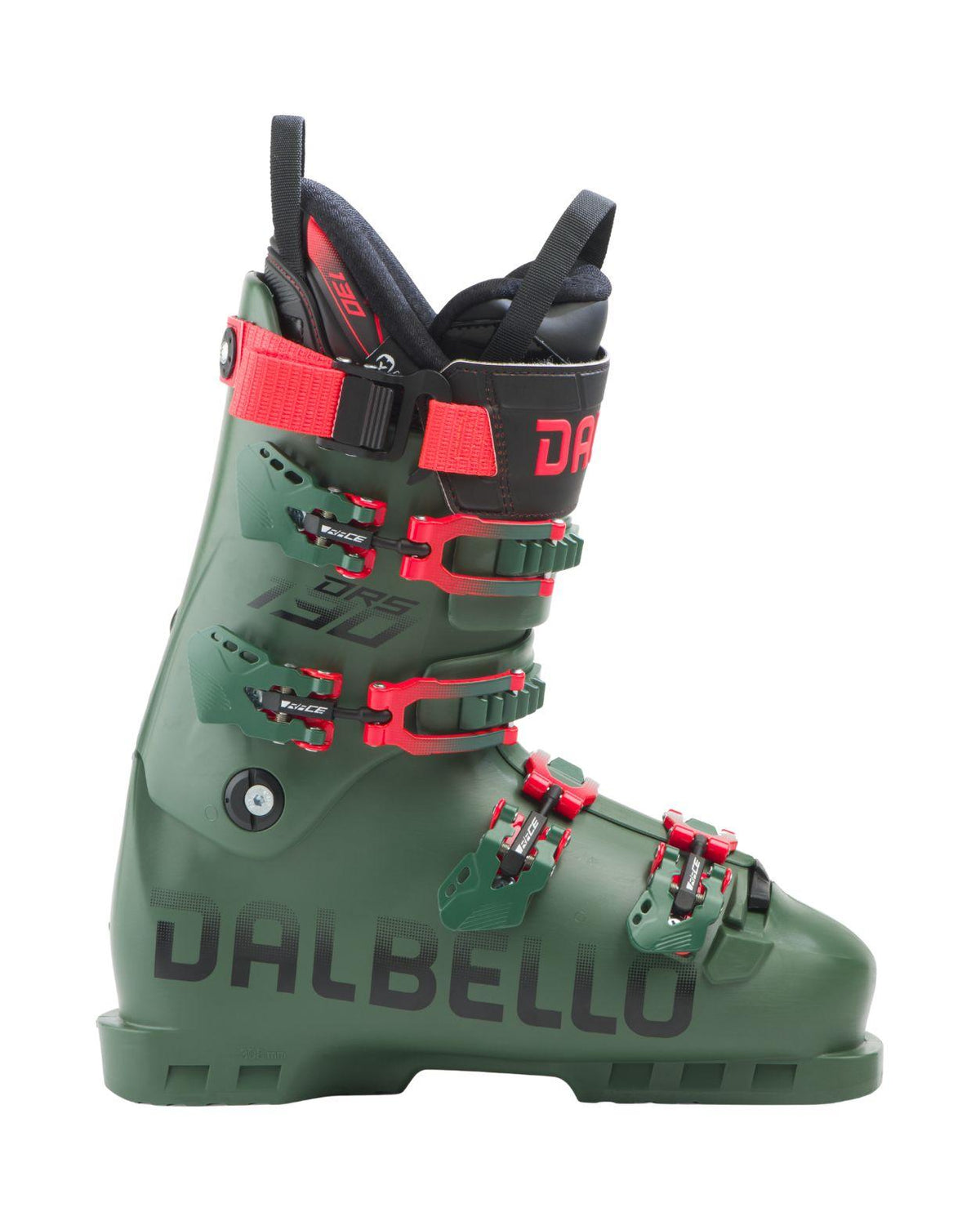 Dalbello DRS 130 alpinpjäxa i grönt och rött – Alpingaraget