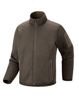 Arc'teryx Covert Cardigan Men Mongoose Heather mellanlager för herrar i brun fleece.