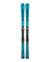 Blizzard Firebird 76 RS TI + Xcell 12 Demo pistskidor i blå och svart design med förmonterade bindningar.