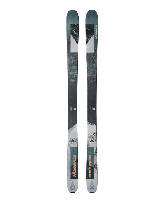 Nordica Enforcer 94 grå all mountain-skidor för herrar med snygg toppgrafik.