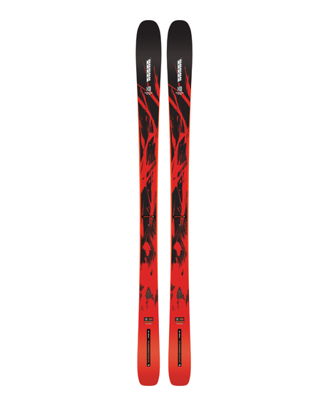 K2 Mindbender 88 är en all mountain-skida i svart och rött med modern konstruktion för pist och varierande snö.