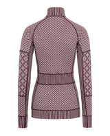 Kari Traa Smekker Half Zip i färgen Cocoa Powder, visad bakifrån. Underställströja i merinoull.