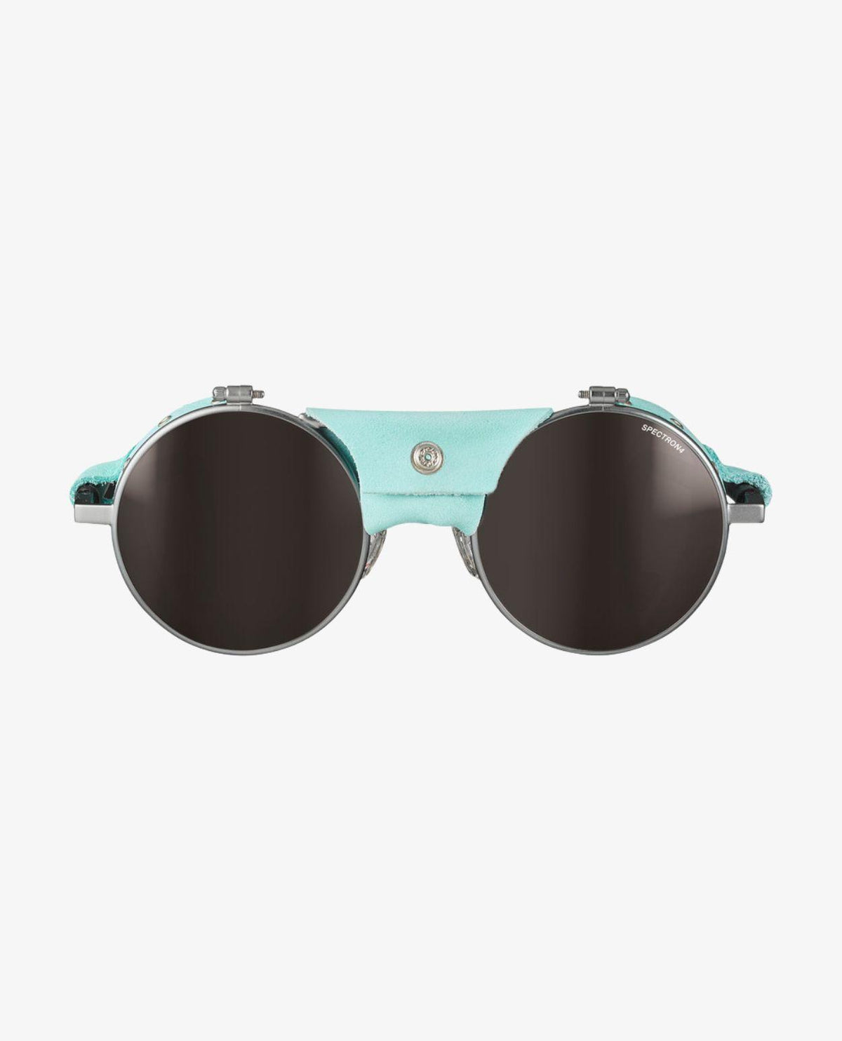 Julbo Vermont Classic Spectron 4 solglasögon i ljusblått med runda mörka linser och praktiska sidoskydd.