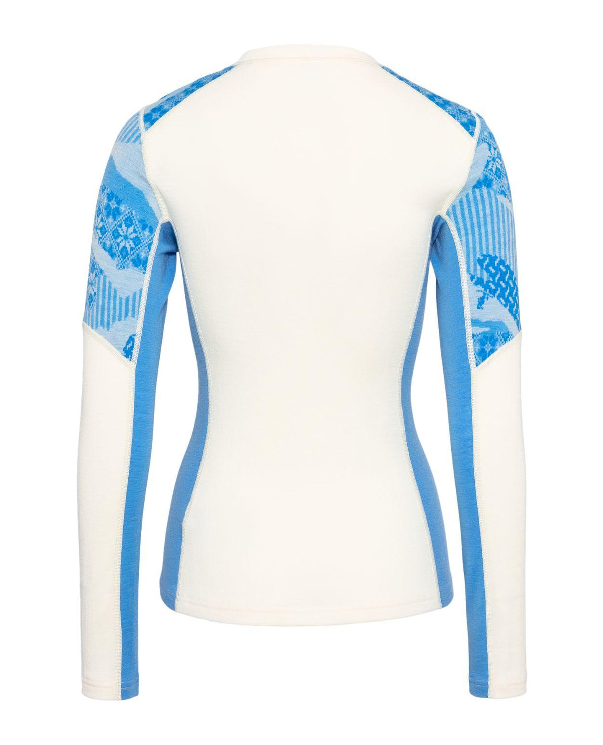 Kari Traa Olea Long Sleeve i färgen ocean, underställ i merinoull visat bakifrån.