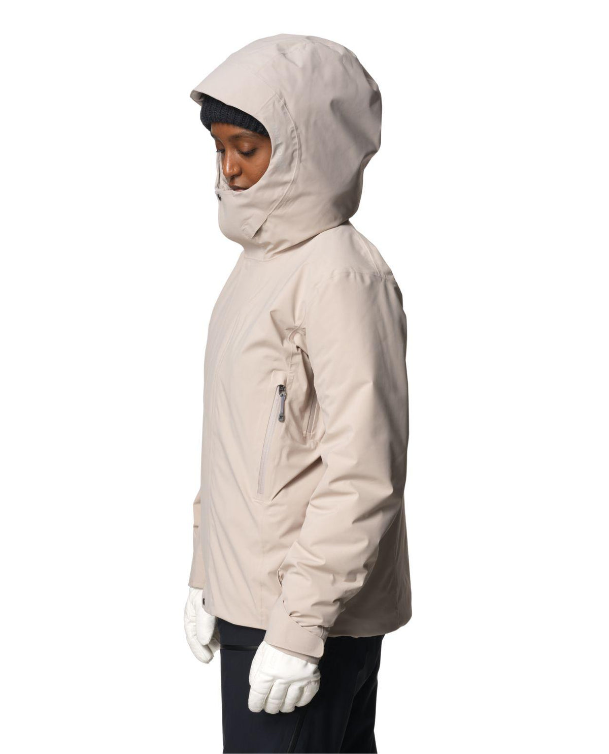 Houdini Ride Insulated Jacket Women i sandstorm-färg visad från sidan.