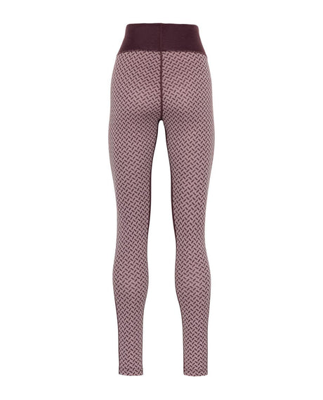 Kari Traa Smekker High Waist Pants - Cocoa Powder bruna merinoullsbyxor med mönster bakifrån sett