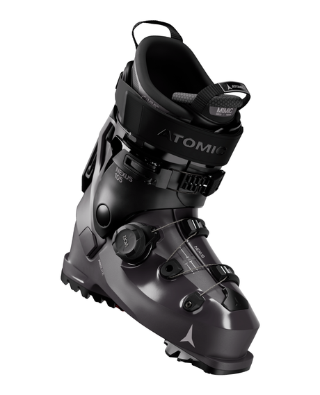 Atomic Nexus 105 BOA Women, mörkgrå alpinpjäxa för dam med BOA Fit System och formbar Mimic-liner.