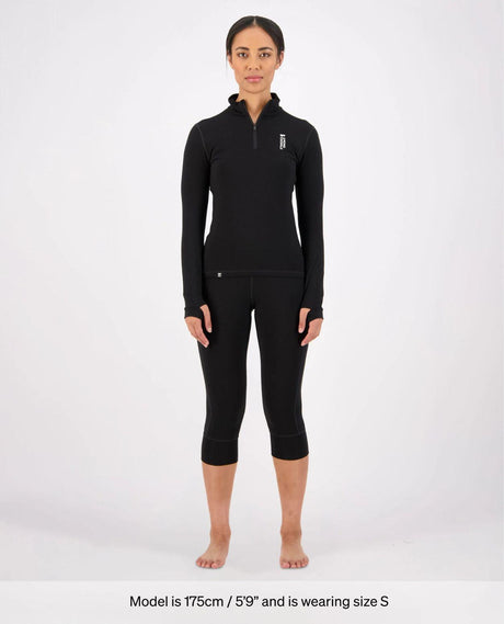 Mons Royale Cascade Merino Base Layer 3/4 Legging Women - Black