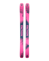 Faction Prodigy 2 26/27 allmountainskidor i rosa och mörkblå design sett framifrån mot vit bakgrund.