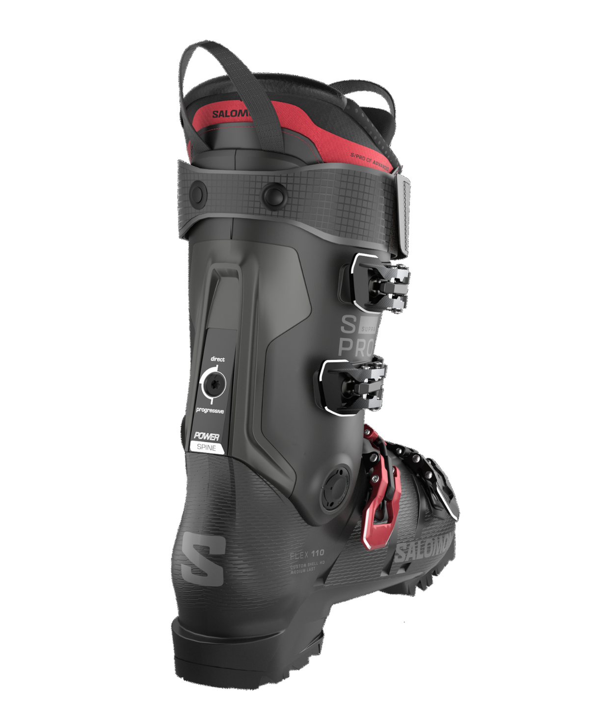 Salomon S/Pro Supra 110 - Svart alpinpjäxa sett bakifrån