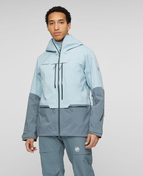Mammut Haldigrat HS Hooded Jacket Men i färgen Nebla-Strata, en ljusblå hardshelljacka för herrar för friåkning och toppturer.