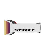 Scott Goggle React - White AMP Teal Chrome S2 skidglasögon med vit ram och spegelglas.