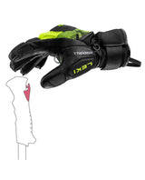 Leki WCR Pro TR Junior racehandske med Trigger-system i svart och neongult för alpina tävlingsåkare.