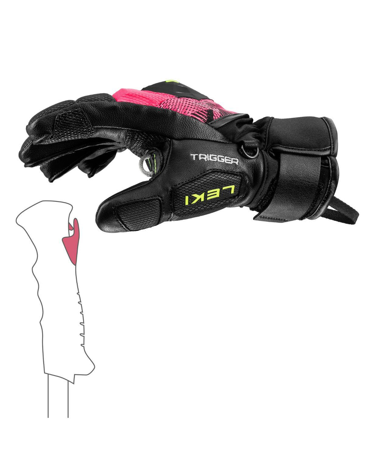 Leki WCR Pro TR Mitt Junior race-tumvante i läder med Trigger-ögla för alpina tävlingsåkare.