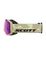 Scott Goggle Sphere OTG LS skidglasögon i Mojave Beige med lila tonad lins och mönstrat band.