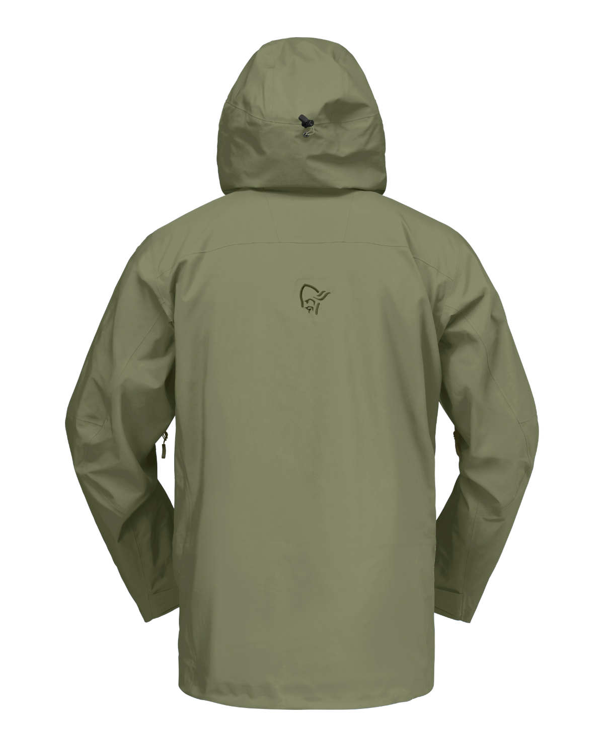 Norrøna Lofoten Gore-Tex Pro Jacket Men i färg Deep Lichen Green sett bakifrån.