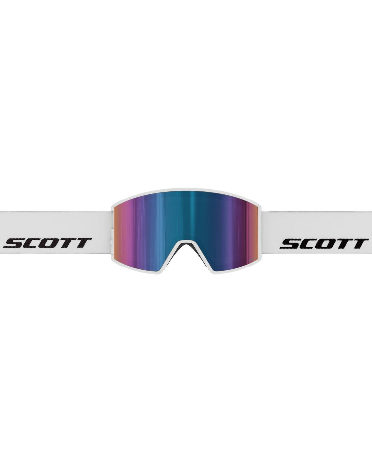Scott React skidglasögon i vitt med speglande AMP Teal Chrome-lins för utförsåkning.
