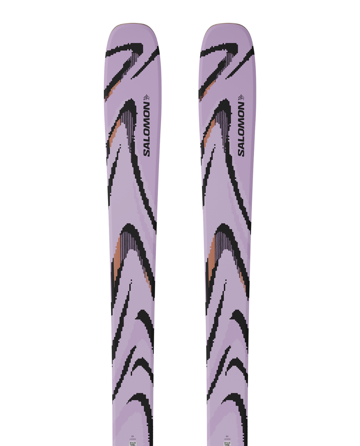 Salomon QST 94 allmountainskidor i lila och svart färg med lekfull design från Alpingaraget