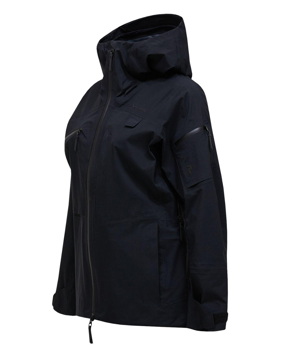 Peak Performance Alpine Gore-Tex 3L Jacket Women - Svart skidjacka för dam från sidan.