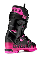 Dalbello Il Moro PRO 3DWrap alpinpjäxa från baksidan i svart och rosa med detaljer på spännen och häldel.