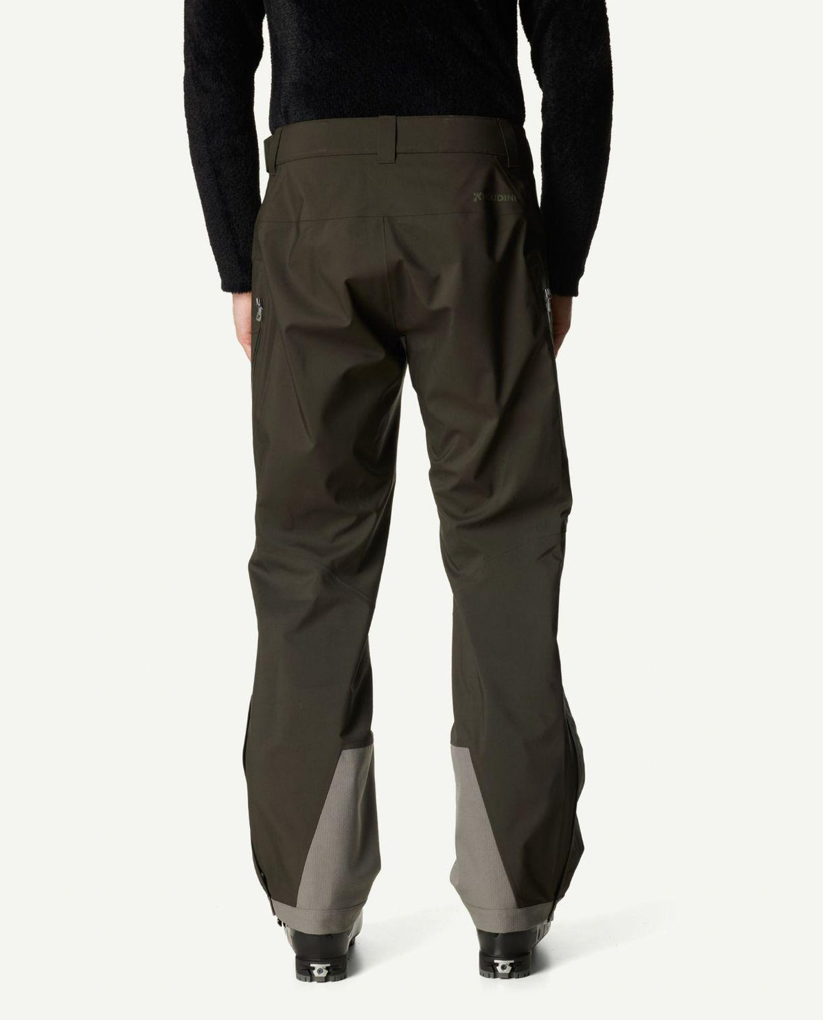 Houdini Ride Pants II Men i färgen Green Illusion, visade bakifrån på skidåkare.