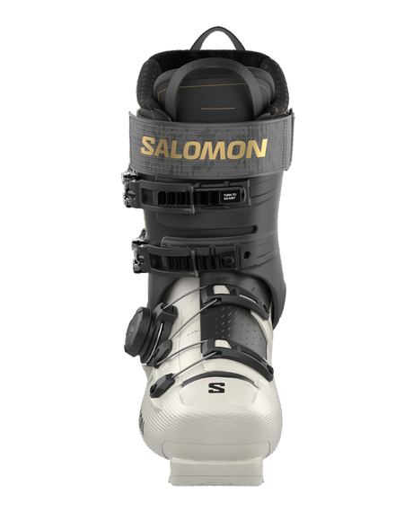 Salomon S/Pro Supra S BOA 105 damtoffel i grått och svart med BOA-spänne framifrån.