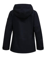 Peak Performance Alpine Gore-Tex 3L Jacket Women i svart, visad bakifrån med huva.