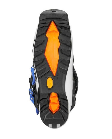 Undersidan på toppturspjäxan Scarpa GEA med Vibram-gummisula och orangea detaljer - Alpingaraget