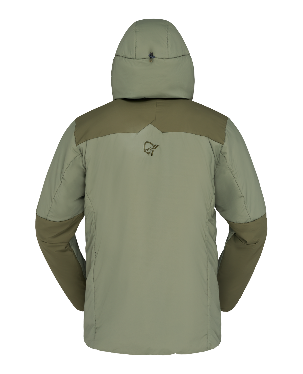 Norrøna Tamok thermo80 Zip Hood Men i färgen Olive Night/Deep Lichen Green bakifrån - Alpingaraget