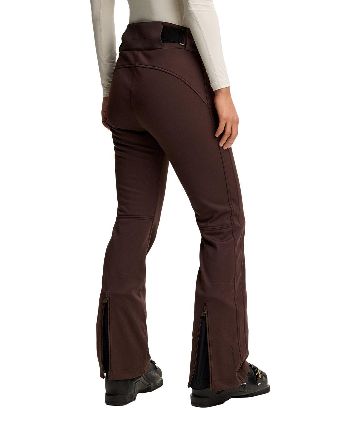 J.Lindeberg Stanford Softshell Ski Pant Women - Brun dammottad skidbyxa bakifrån