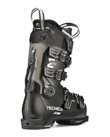 Tecnica Mach1 LV 95 TD2 Women dam-alpinpjäxa i svart färg från bakre vinkel med spännen och skaftdetaljer