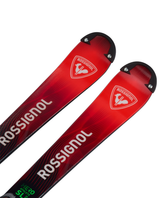 Rossignol Hero SL Pro juniorslalomskidor i rött och svart med skyddade tipper och tydlig logotyp.