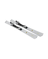 Salomon S/Max N°10 + M10 GW dam-pistskidor i silver med tillhörande bindningar för carvingskidåkning.