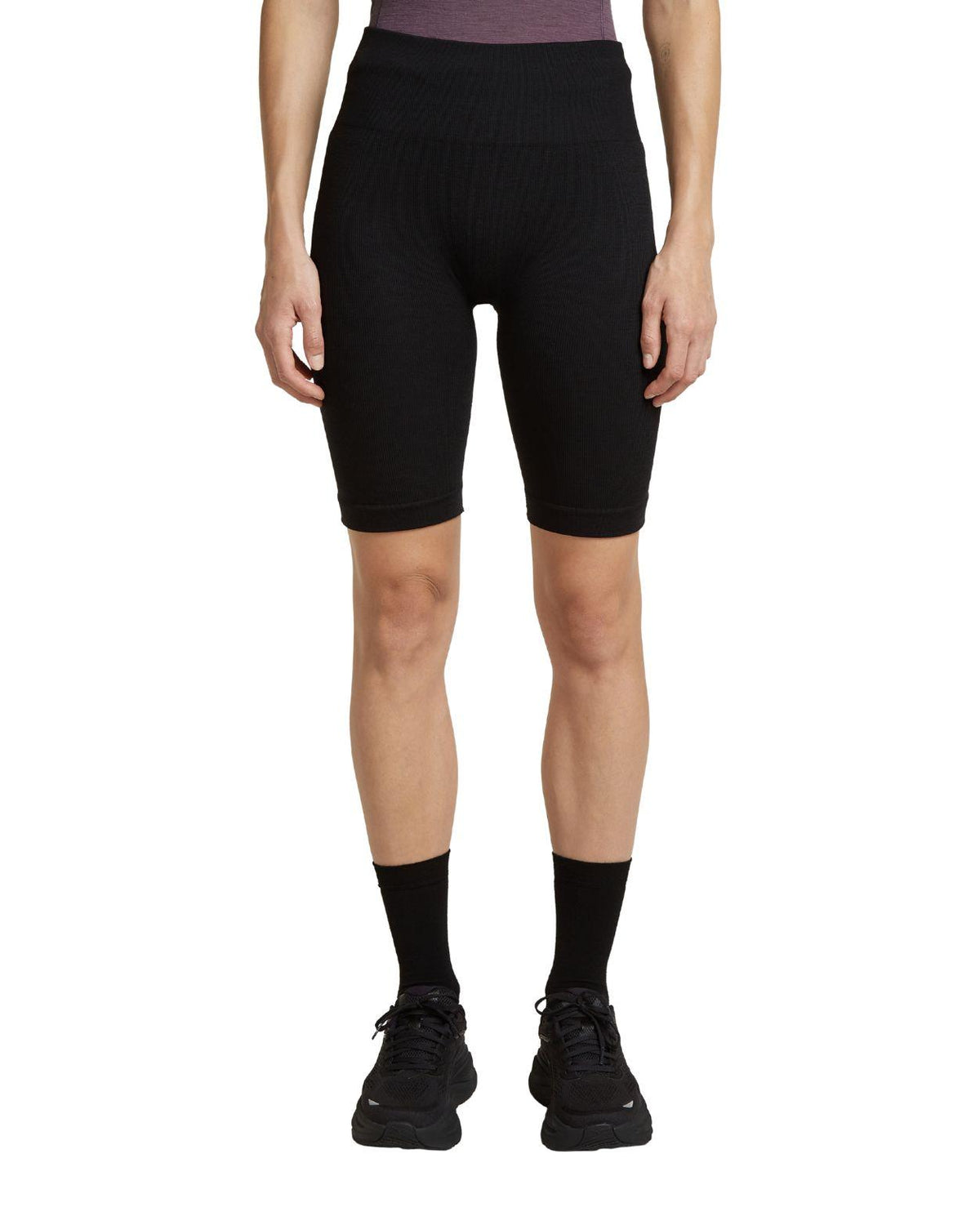 Icebreaker Merino Seamless Rib 8 High Rise Shorts Women - Svart underställsshorts