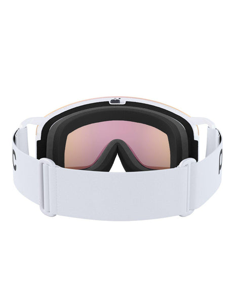 POC Nexal Mid skidglasögon i färg Hydrogen White med spegelglas och vit rem.