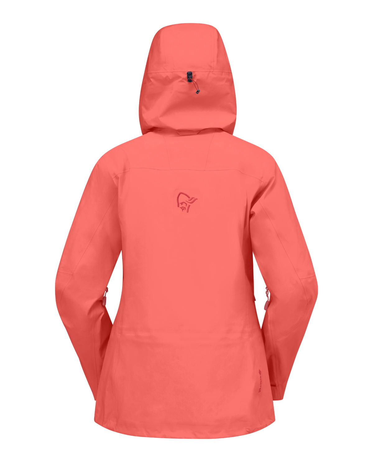 Norrøna Lofoten Gore-Tex Pro Jacket Women i färgen Deep Sea Coral, bakifrån.