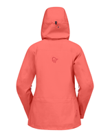 Norrøna Lofoten Gore-Tex Pro Jacket Women i färgen Deep Sea Coral, bakifrån.