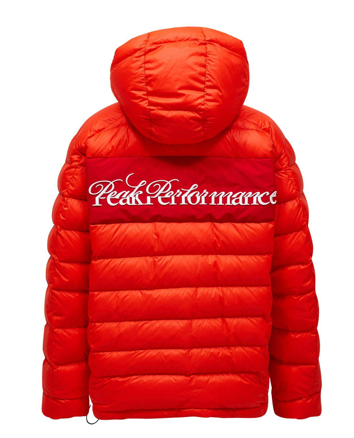 Peak Performance 40Y Frost Reversible Shell Down Jacket Men - Rosa skidjacka bakifrån med stor logga.