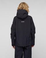 Mammut Eiger Free Pro HS Hooded Jacket dam i svart färg visad bakifrån på modell.