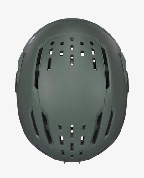 Julbo Hailot Freeride Mips freeridehjälm sedd ovanifrån i mörkgrönt med ventilationskanaler.