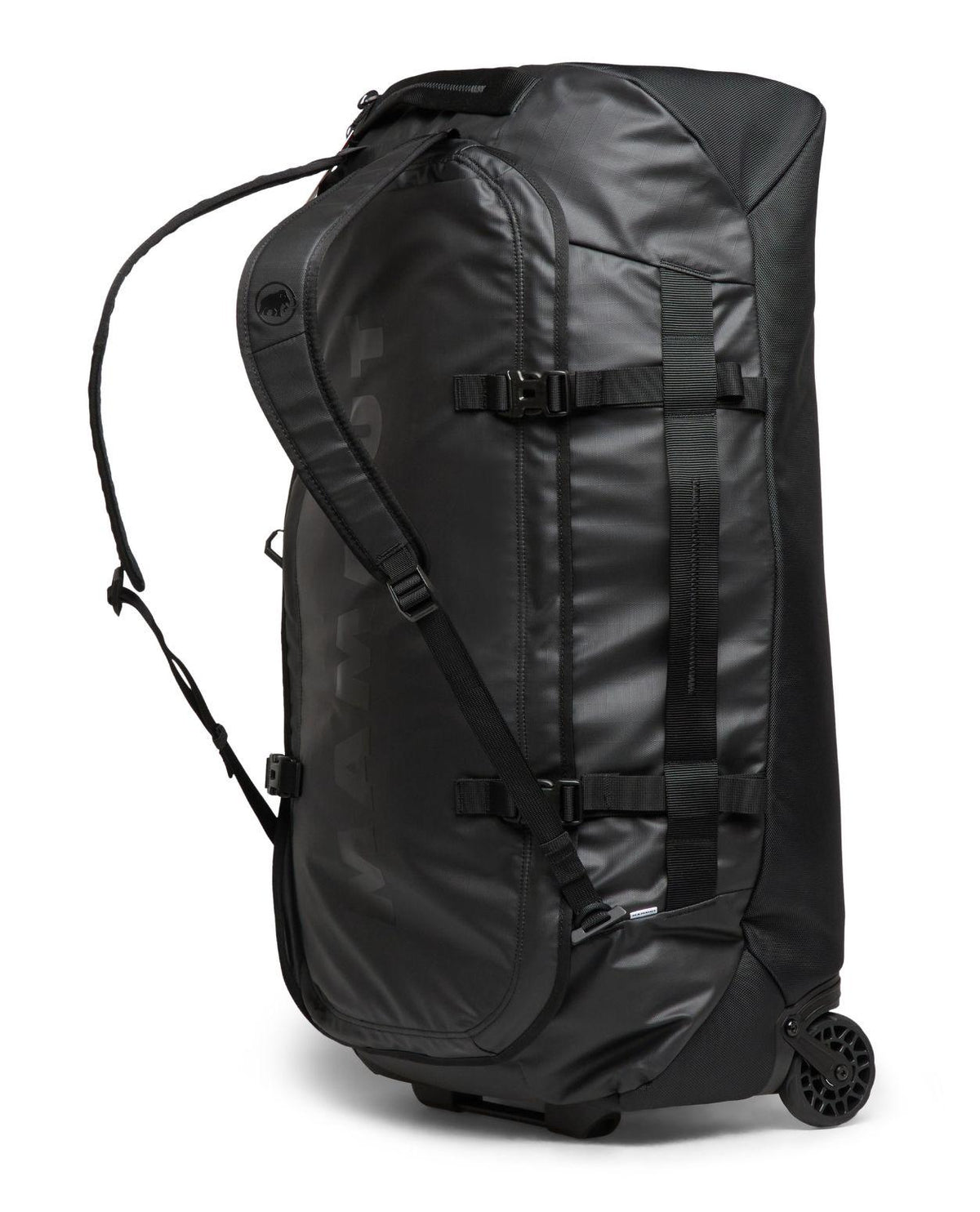 Mammut Wheeled Cargo 90 - Svart duffelbag med hjul och bärremmar för skidresan