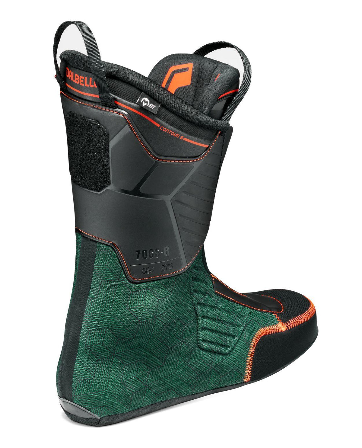Dalbello Veloce Space Dual 120 - Svart och grön mönstrad innerpjäxa med orangea detaljer - Alpingaraget