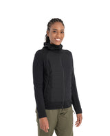 Icebreaker Women Mer Quantum Hybrid LS Zip Hoodie - Black - Alpingaraget
