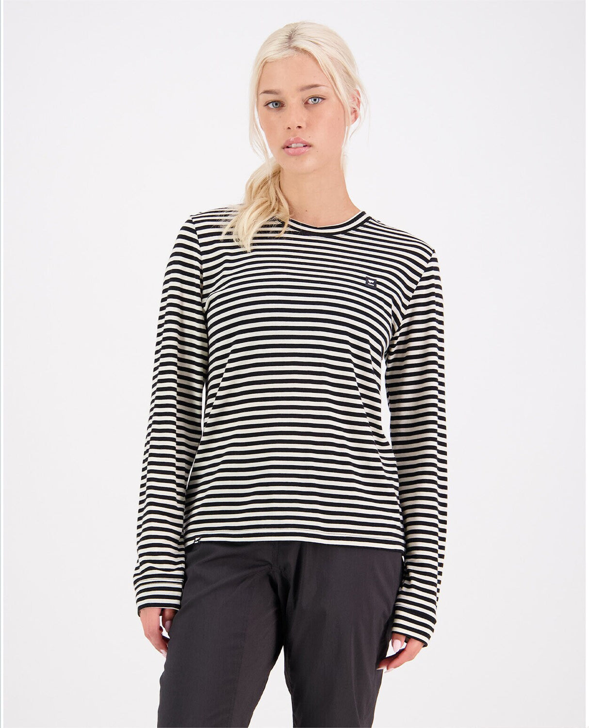 Mons Royale Women Icon Merino Air-Con Relaxed LS - MR Stripe - Alpingaraget