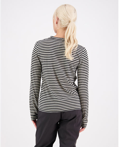 Mons Royale Women Icon Merino Air-Con Relaxed LS - MR Stripe - Alpingaraget