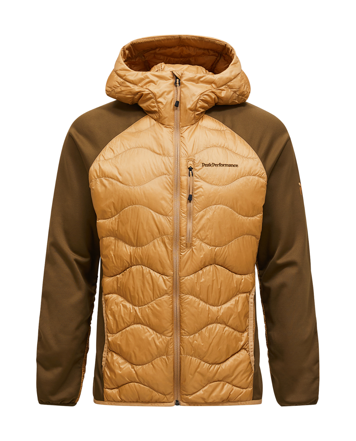 Peak Performance Men Helium Down Hybrid Hood - Sierra Sand / Meadow Moss  Alpingaraget